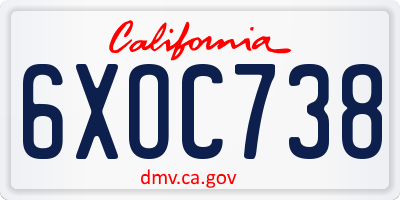 CA license plate 6XOC738