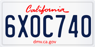 CA license plate 6XOC740