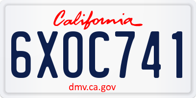 CA license plate 6XOC741