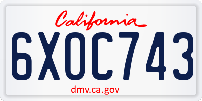 CA license plate 6XOC743