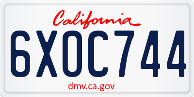 CA license plate 6XOC744