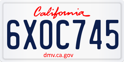 CA license plate 6XOC745