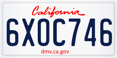 CA license plate 6XOC746