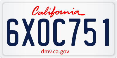 CA license plate 6XOC751