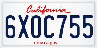 CA license plate 6XOC755