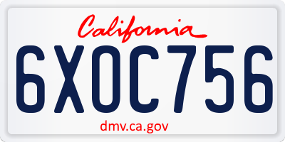CA license plate 6XOC756