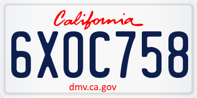 CA license plate 6XOC758