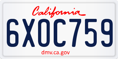 CA license plate 6XOC759