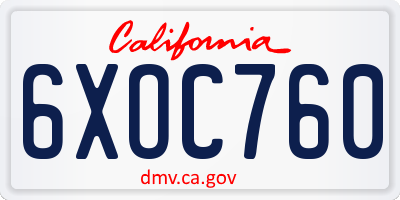 CA license plate 6XOC760