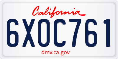 CA license plate 6XOC761