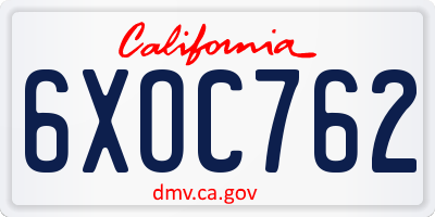 CA license plate 6XOC762