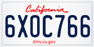 CA license plate 6XOC766