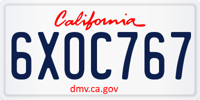 CA license plate 6XOC767