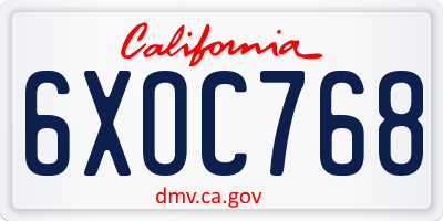 CA license plate 6XOC768