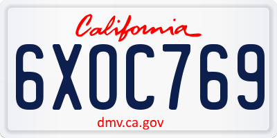 CA license plate 6XOC769