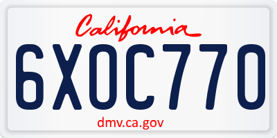 CA license plate 6XOC770