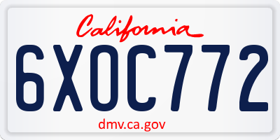 CA license plate 6XOC772