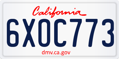 CA license plate 6XOC773