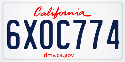 CA license plate 6XOC774