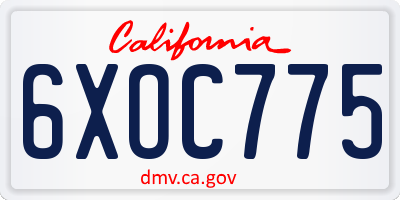 CA license plate 6XOC775