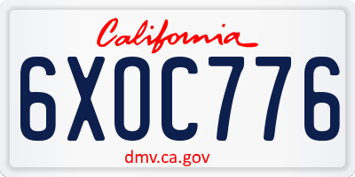 CA license plate 6XOC776