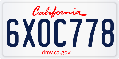 CA license plate 6XOC778