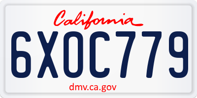 CA license plate 6XOC779