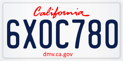 CA license plate 6XOC780