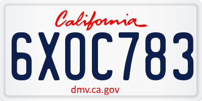 CA license plate 6XOC783
