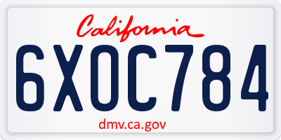 CA license plate 6XOC784