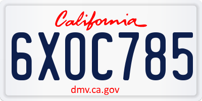 CA license plate 6XOC785