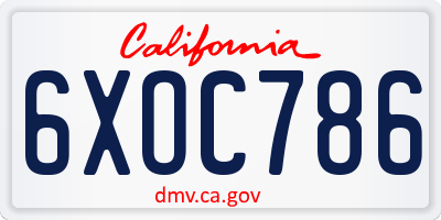 CA license plate 6XOC786