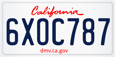 CA license plate 6XOC787