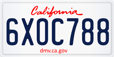 CA license plate 6XOC788