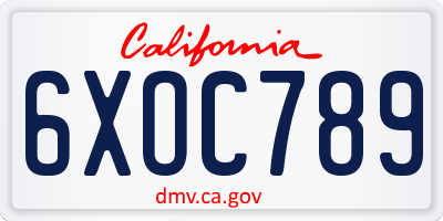 CA license plate 6XOC789