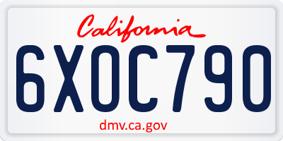 CA license plate 6XOC790