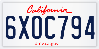 CA license plate 6XOC794