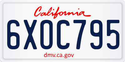 CA license plate 6XOC795