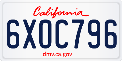 CA license plate 6XOC796