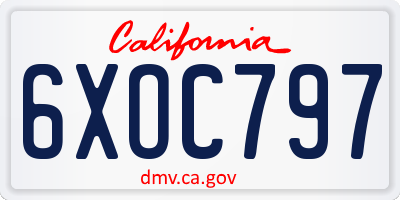 CA license plate 6XOC797
