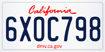 CA license plate 6XOC798