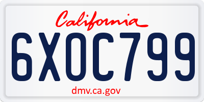 CA license plate 6XOC799