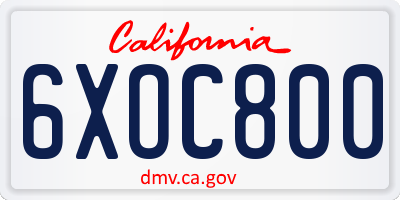 CA license plate 6XOC800