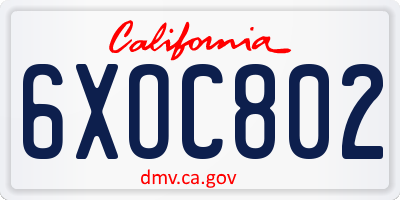 CA license plate 6XOC802