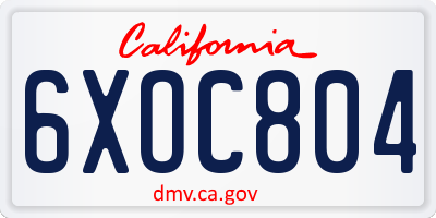 CA license plate 6XOC804