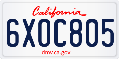 CA license plate 6XOC805