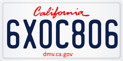 CA license plate 6XOC806