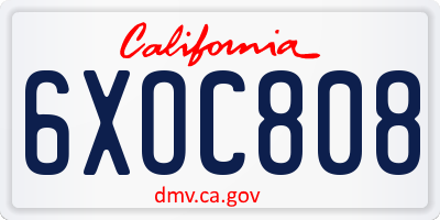 CA license plate 6XOC808