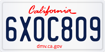 CA license plate 6XOC809