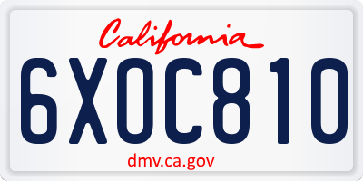 CA license plate 6XOC810